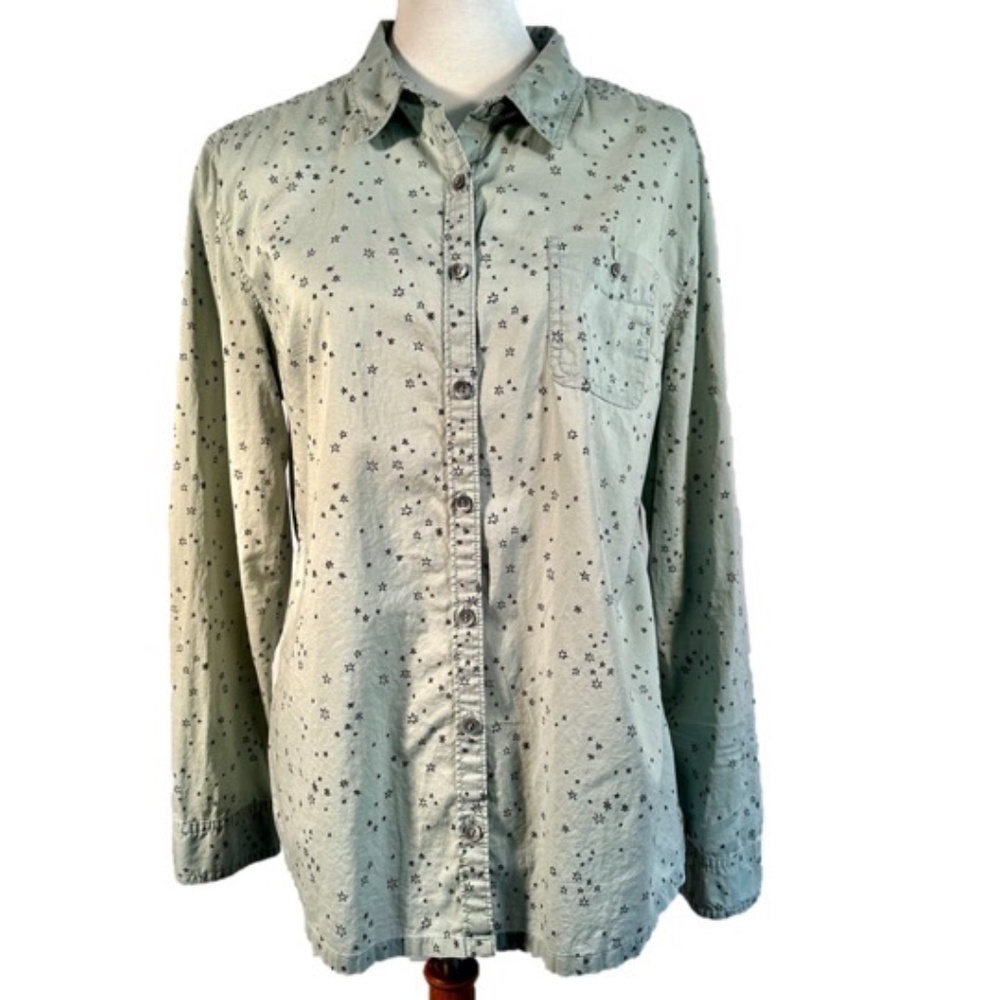 Caslon Starry 100% Cotton Long Sleeve Button Down Shirt Size L